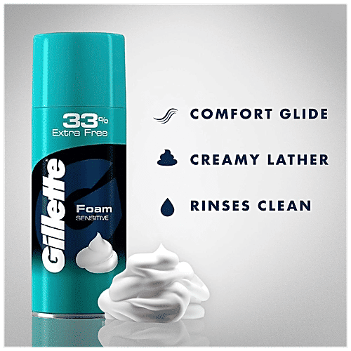 Gillette Classic Foam Shave - Sensitive, Lathers Quickly & Hydrates, 418 g