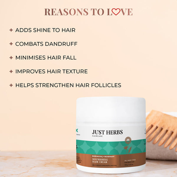 Just Hearbs Hair Cream | Bhringraj & Rosemary | Reduces Dandruff & Hair Fall | 100 gm