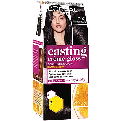 L'Oreal Paris Casting Creme Gloss Hair Colour - Small Pack, 45 g 200 Ebony Black