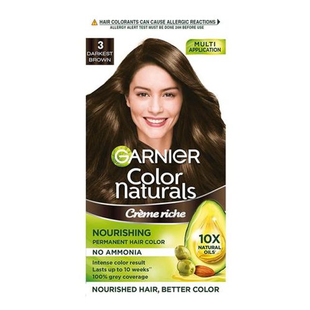 Garnier Color Naturals Creme Hair Color - 3 Darkest Brown (70ml+60gm)