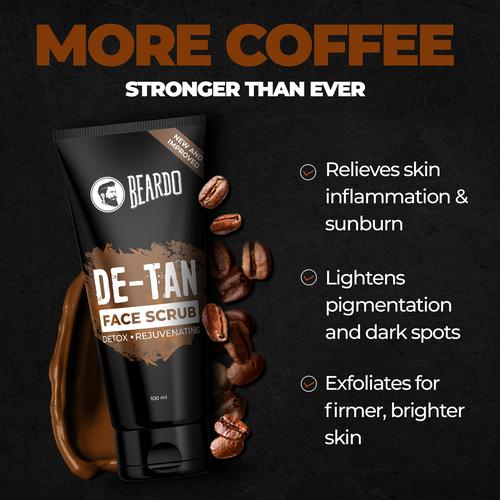 Beardo DeTan Face Scrub - Rejuvenates Skin, Removes Tan & Dead Cells, Blackheads, For Men, 100 g