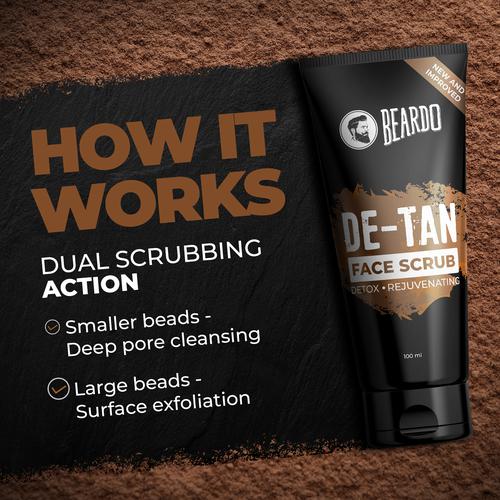 Beardo DeTan Face Scrub - Rejuvenates Skin, Removes Tan & Dead Cells, Blackheads, For Men, 100 g