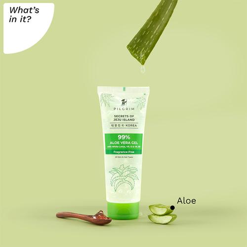Pilgrim 99% Aloe Vera Gel With Vitamin E & Vitamin B5 - For All Skin & Hair Types, 200 ml