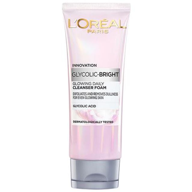 L'Oréal Paris Glycolic Bright Daily Foaming Face Cleanser, 100ml for Dull Skin