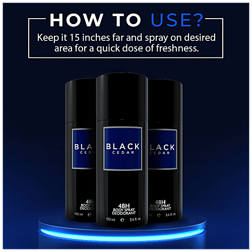 ColorBar 48H Body Spray Deodorant - Black Cedar, Long-Lasting Freshness, For Men, 100 ml