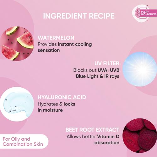 Dot & Key Watermelon Cooling Sunscreen - SPF 50, PA+++, Boosts Vitamin D Absorption, 50 g