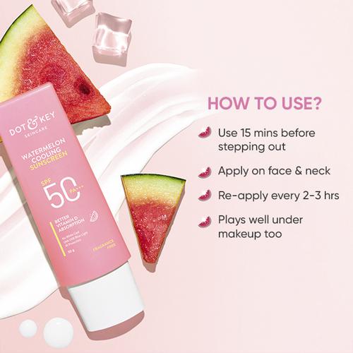 Dot & Key Watermelon Cooling Sunscreen - SPF 50, PA+++, Boosts Vitamin D Absorption, 50 g