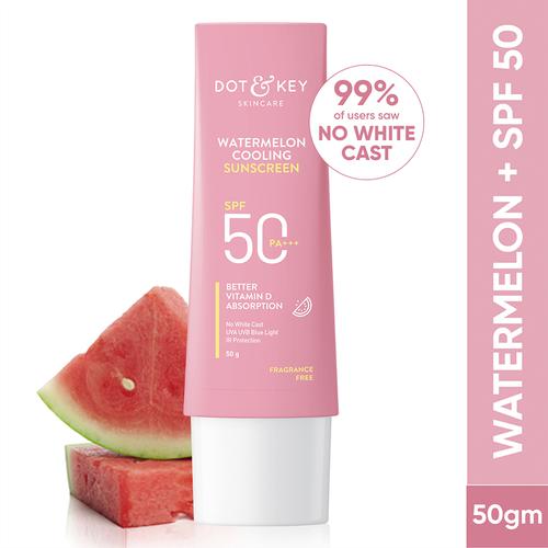 Dot & Key Watermelon Cooling Sunscreen - SPF 50, PA+++, Boosts Vitamin D Absorption, 50 g