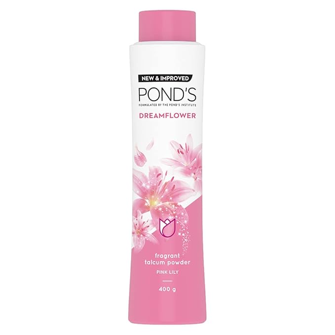 Pond’s Dreamflower, Pink Lily Fragrant Talcum Powder, 400g, for Long-lasting Fragrance, with Vitamin B3, Glowing Skin