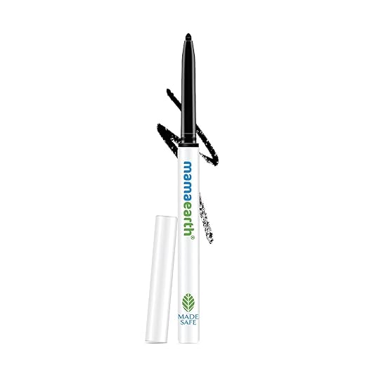 Mamaearth Long Stay Kajal Black Retractable Waterproof, with Vitamin C & Chamomile, Charcoal Black, Matte Finish