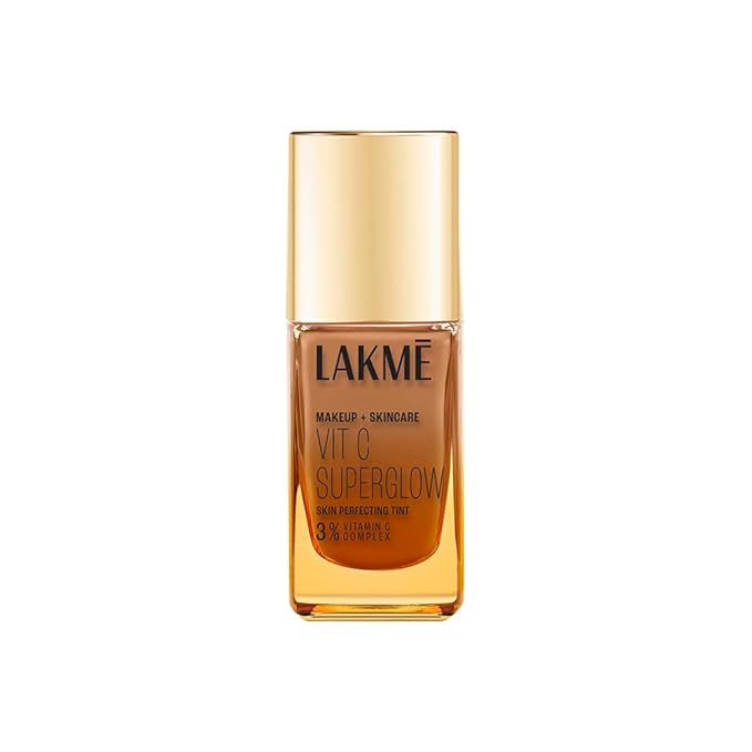 LAKMÉ Makeup+Skincare VitC Superglow Skin Perfecting Natural Liquid Tint, Medium Coverage, Cool Walnut C380
