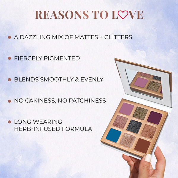 Just Herbs Herb-Enriched 9 In 1 Eye Shadow Palette - Long Wearing, Easily To Blend, 9 g Moonlight - Night Palette