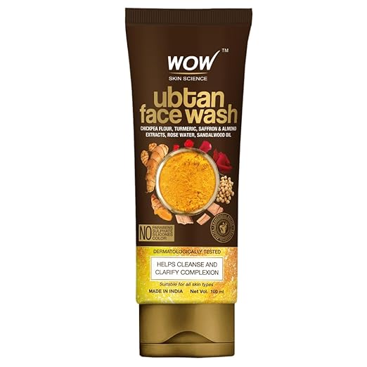 WOW Skin Science Ubtan Cleansing Face Wash | Turmeric & Saffron | All Skin Types | Clear, Glowing Skin | 100% Vegan | Paraben & Sulphates Free | For Women & Men | 100 ml
