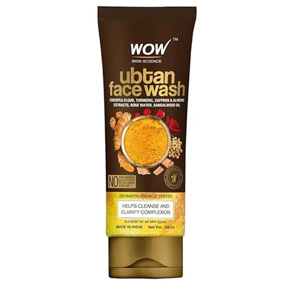 WOW Skin Science Ubtan Cleansing Face Wash | Turmeric & Saffron | All Skin Types | Clear, Glowing Skin | 100% Vegan | Paraben & Sulphates Free | For Women & Men | 100 ml