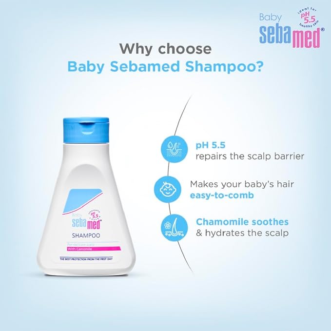 Sebamed Baby Shampoo 150 ml|pH 5.5| Ideal for Newborn’s delicate scalp| No Tears |