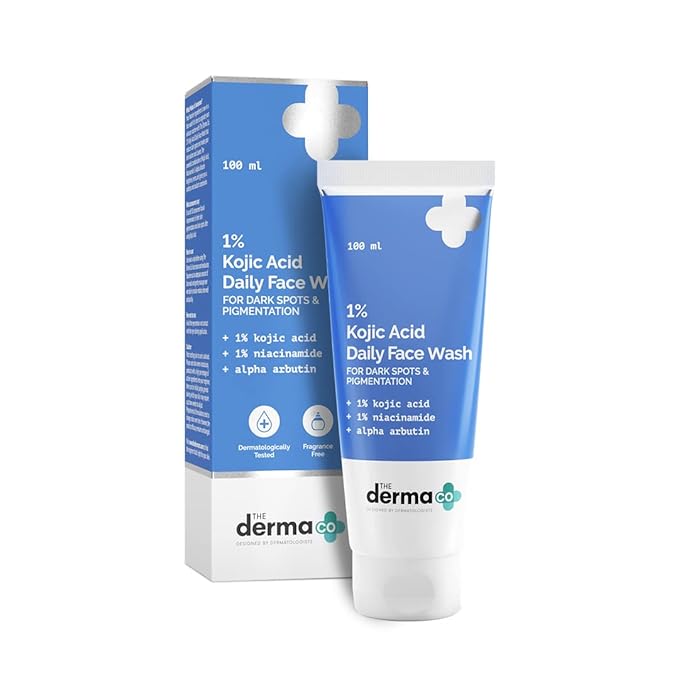 The Derma Co 1% Kojic Acid Face Wash I With Niacinamide & Alpha Arbutin I Reduces Dark Spots & Pigmentation I Cleanses & Brightens Skin I Non-Drying Formula 100ml