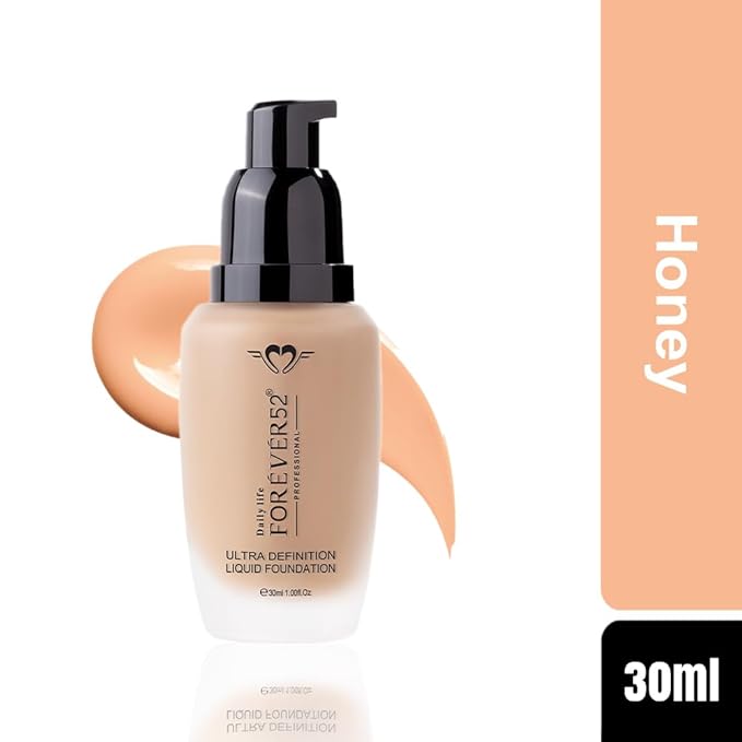 Daily Life Forever52 Ultra Definition Liquid Foundation (Honey- 014,Medium to Fair Shade with Yellow Undertone) Long Lasting Matte Full Coverage Flawless Weightless