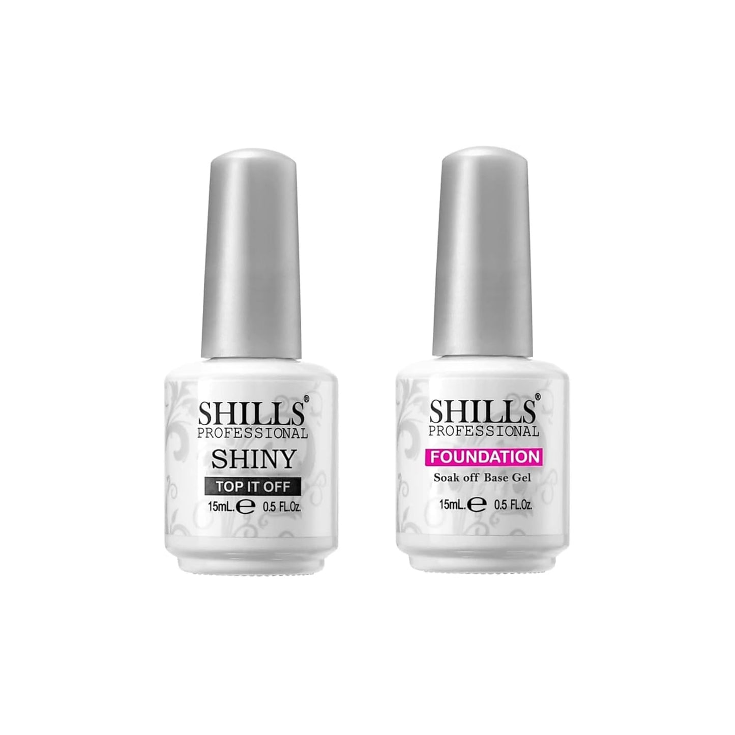 SHILLS PROFESSIONAL Uv Led Soak Off Top Shiny & Base Coat Gel Polish Clear 30 Ml, Glossy Finish