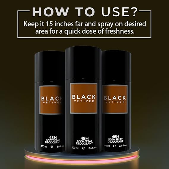 Colorbar Deodorant Black - Vetiver Deo | Masculine fragrance | Long Lasting freshness