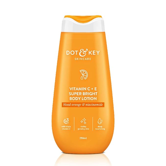 Dot & Key Vitamin C + E Super Bright Body Lotion for Deep Nourishing & Visibly Glowing Skin | Reduces Dark Spots & Tanning 250ml