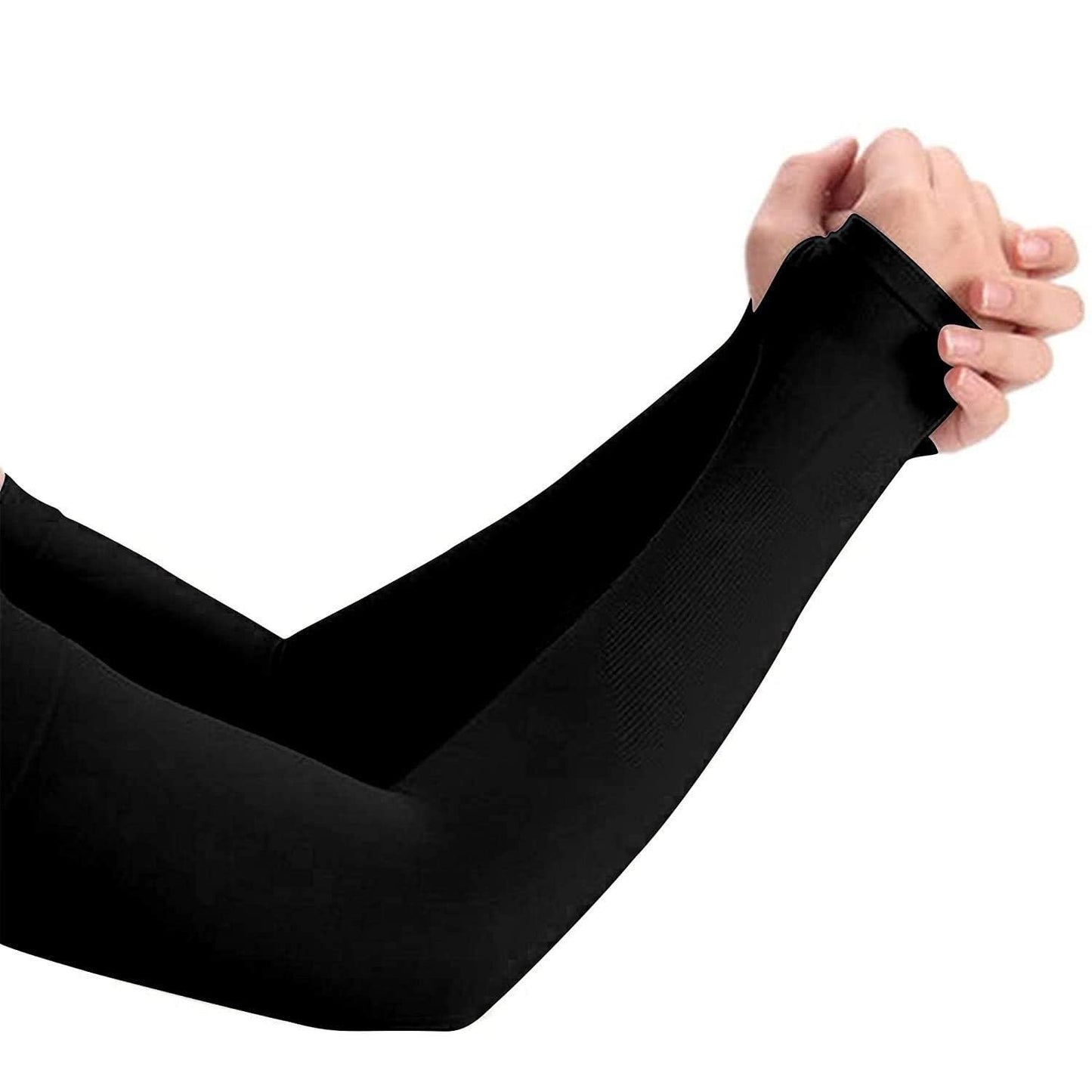 Black Cotton Riding Arm Sleeves for Men & Women-1Pair/Free Size