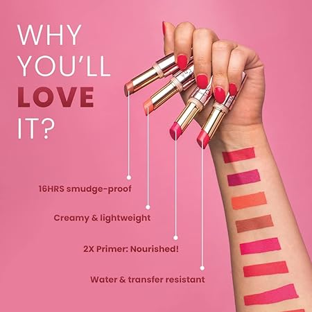 Lakme 9 to 5 Primer + Matte Lip Color - MP7 Rosy Sunday (3.6gm)