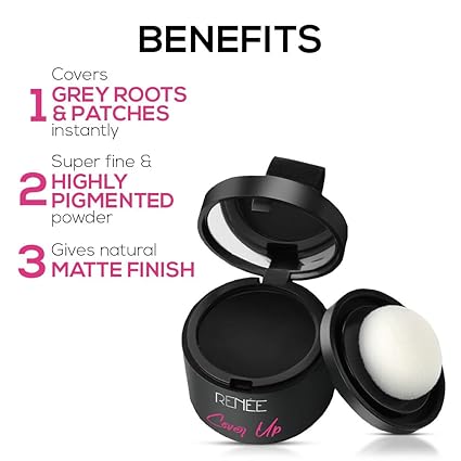 RENEE Cover-Up Hair Powder- Brown, Helps Cover Grey Roots & Bald Spots Instantly, Highly Pigmented, Fuller and Denser, Long-Lasting & Matte Finish 4gm
