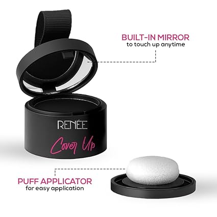 RENEE Cover-Up Hair Powder- Brown, Helps Cover Grey Roots & Bald Spots Instantly, Highly Pigmented, Fuller and Denser, Long-Lasting & Matte Finish 4gm