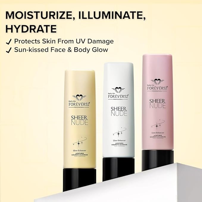 Daily Life Forever52 Sheer Nude Glow Enhancer | Shea Butter and Vitamin E | Multitasking Strobe Cream, Sun-kissed Glow (Pearl Vanilla-02, 40ml)