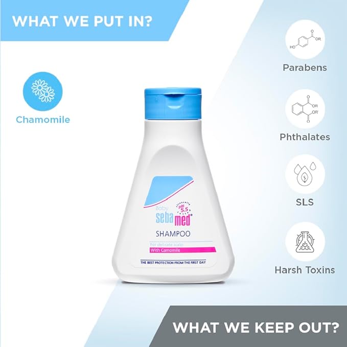 Sebamed Baby Shampoo 150 ml|pH 5.5| Ideal for Newborn’s delicate scalp| No Tears |