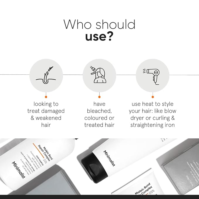Minimalist Bond Repair Shampoo For Damaged, Dry & Frizzy Hair, Maleic Bond Repair Complex 3.5% With Patented Technology, Sulphate & Paraben Free Shampoo 250ml