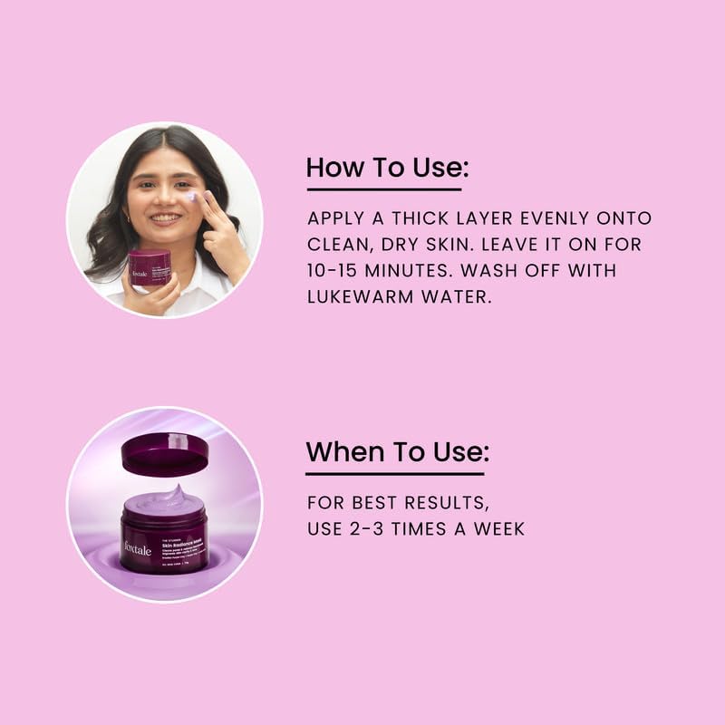 Foxtale De-Tan Face Mask for Glowing Skin| Clay Mask with Lactic Acid for Tan Removal, Reduction in Blackheads