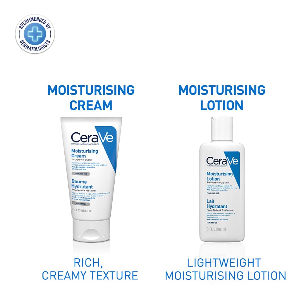 CeraVe Moisturizing Cream For Dry To Very Dry Skin (50ml) - Formulated with 3 Essential Ceramides And Hyaluronic Acid