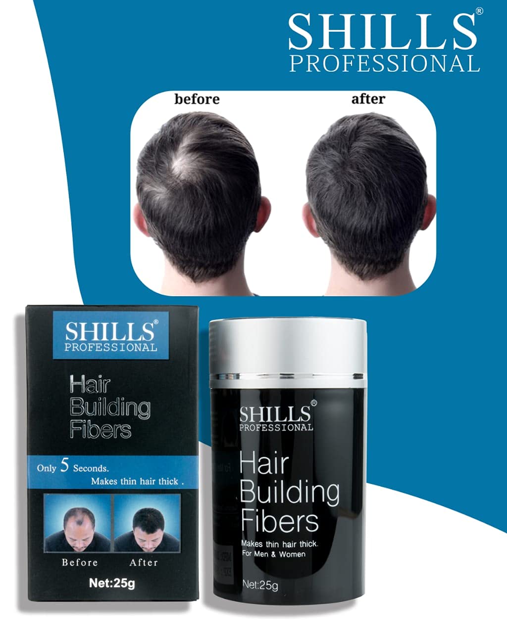 Shills Professional Hair Building Fibers Black