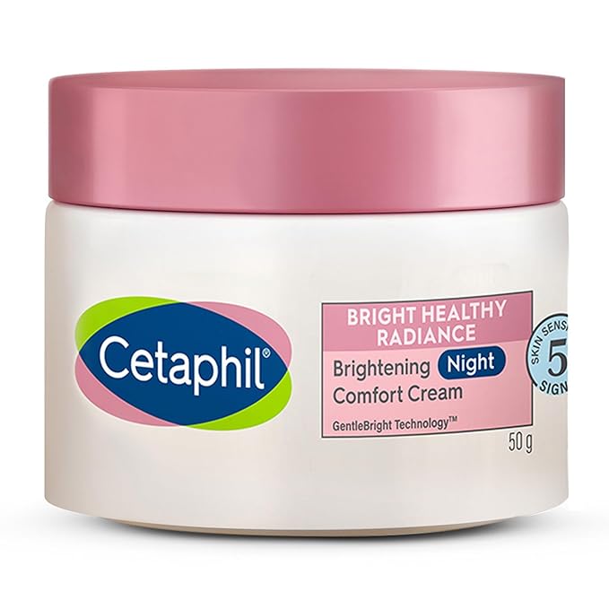 Cetaphil Brightening Night Comfort Cream - 50 g| For Dark Spots, Uneven Skin Tone| Hyaluronic Acid & Niacinamide