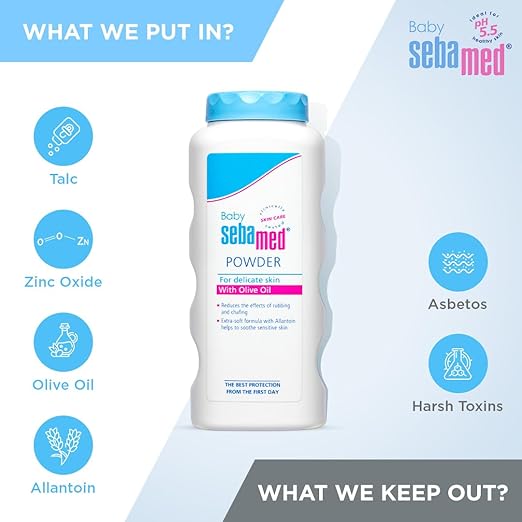 Sebamed Baby Powder 100 gm| Olive Oil, Allantoin|Keeps Newborn’s Skin Fresh|absorbs Sweat