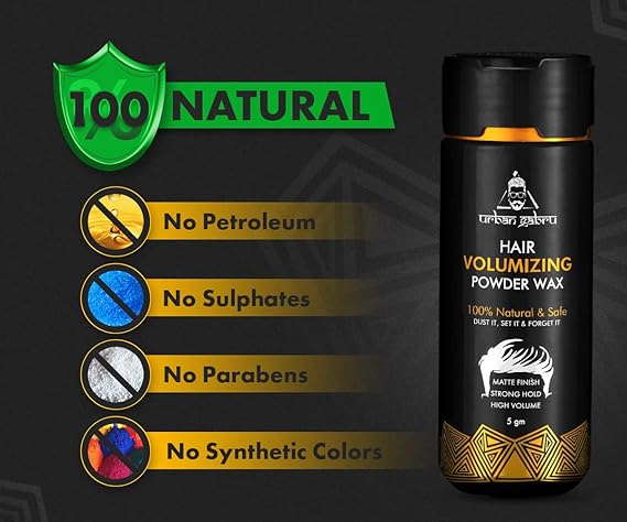 UrbanGabru Hair Volumizing Powder Wax strong hold | Matte Finish | 100% natural & safe hair styling powder (5gm)