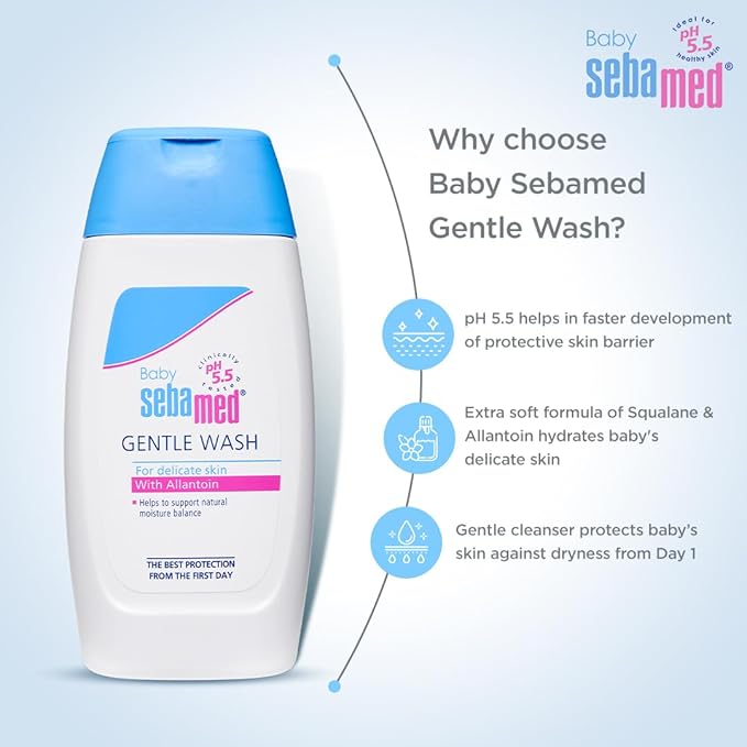 Sebamed Baby Gentle Wash 200 ml|pH 5.5| Body Wash|Soap Free|Tear Free