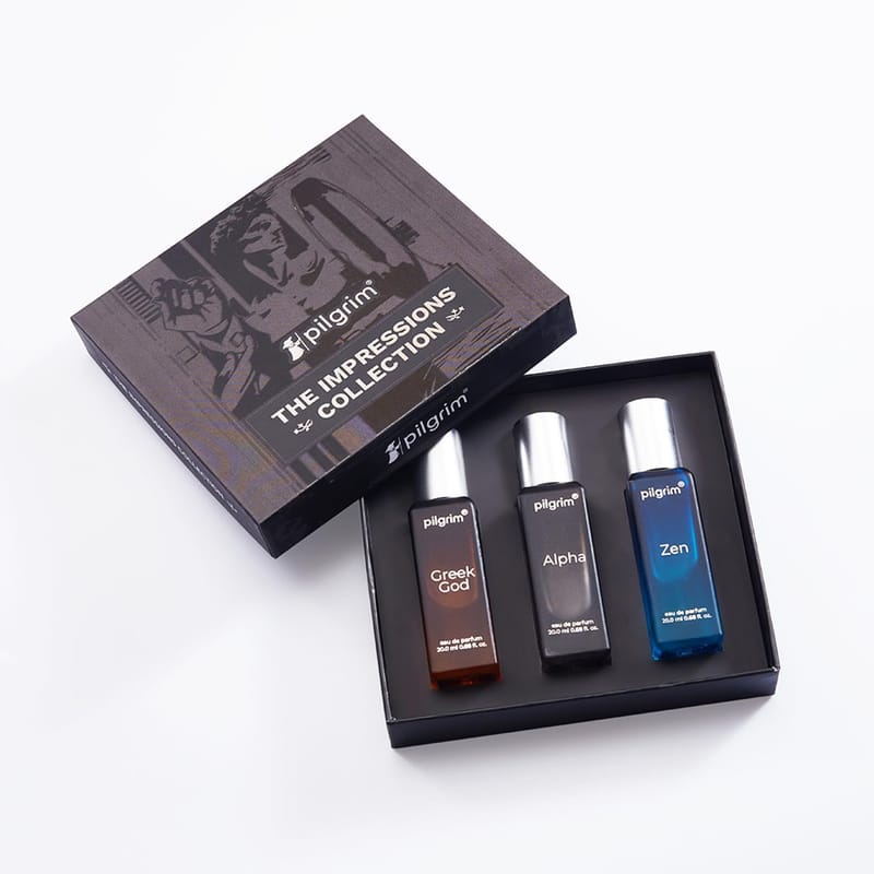 Pilgrim The Impressions Collection 3 in 1 Gift Box Perfume For Men (Eau de parfum)| Long Lasting perfume with spicy, woody & aquatic fragrance