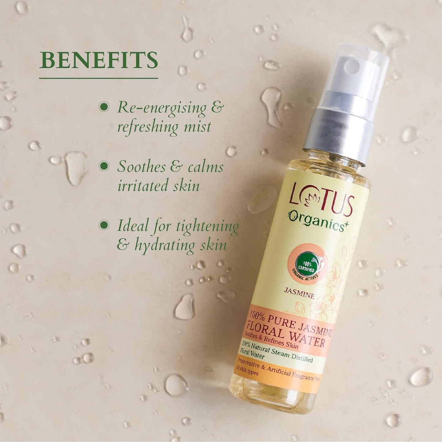 Lotus Organics+ 100% Pure Jasmine Floral Water 50ml