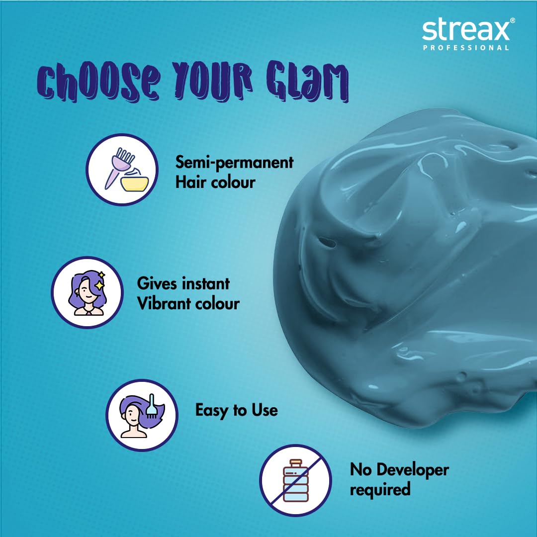 Streax Professional Streax Mystic Blue Highlights (Blue), 100 Grams