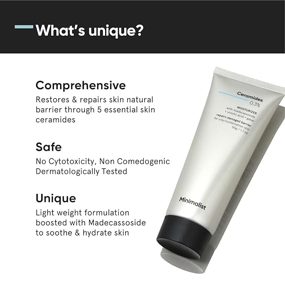 Minimalist 0.3% Ceramide Face Moisturizer For Barrier Repair | Oil-free Repairing Face Moisturizing Gel Cream For Oily Skin | 50gm