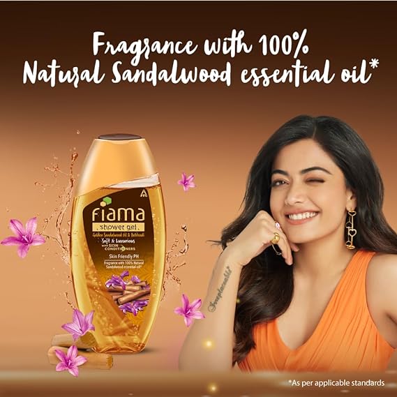 Fiama Body Wash Shower Gel Golden Sandalwood Oil and Patchouli, 250ml, Body Wash for Women & Men with Skin Conditioners for Soft and Luxurious Skin