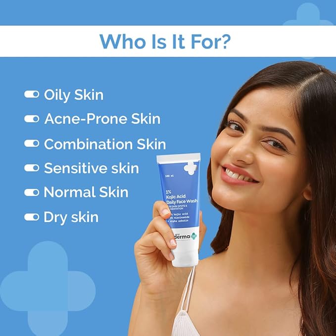 The Derma Co 1% Kojic Acid Face Wash I With Niacinamide & Alpha Arbutin I Reduces Dark Spots & Pigmentation I Cleanses & Brightens Skin I Non-Drying Formula 100ml