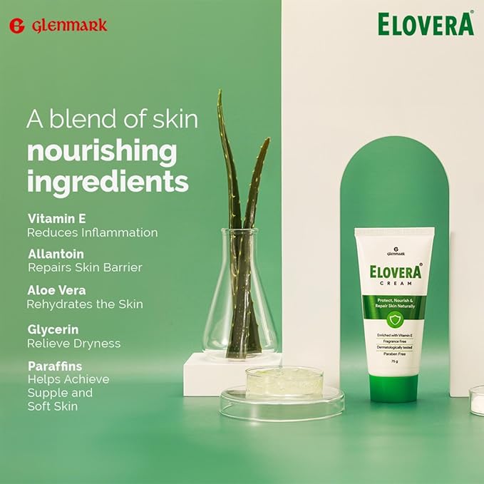 Elovera Moisturising Cream 75g | For Dry Skin | with Aloe Vera & Vitamin E | Protects, Nourishes and Repairs Skin