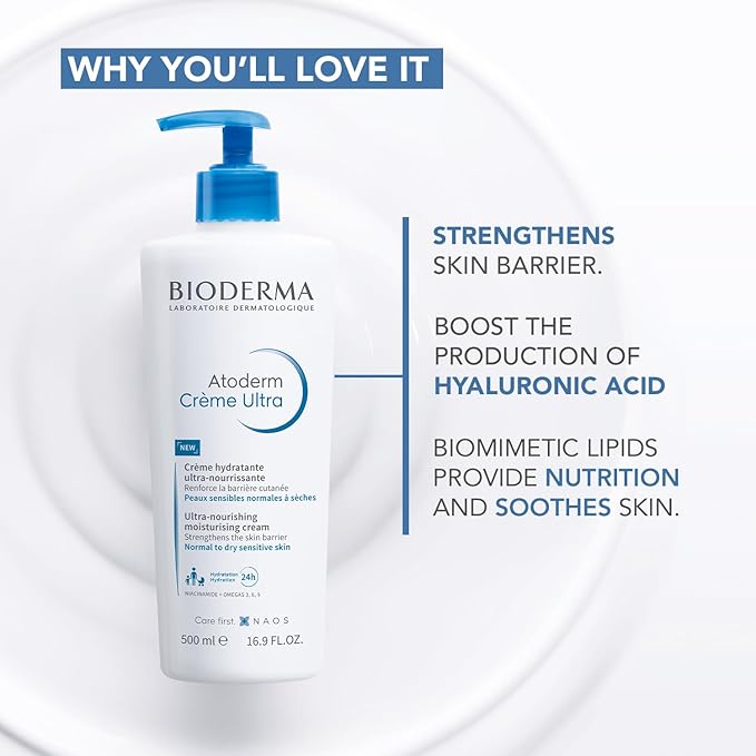 Bioderma Atoderm Creme Ultra-Nourishing - Moisturizer For Normal To Sensitive Dry Skin, 500ml