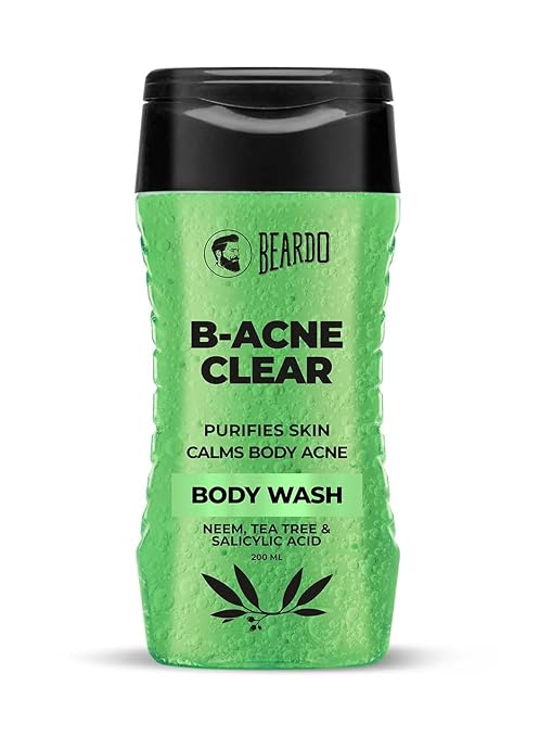 Beardo Body Acne Clear Body Wash for Men 200 ml | With Neem, Tea Tree and Salicylic Acid | Clean Clear Skin | For Body Acne and Skin Purification