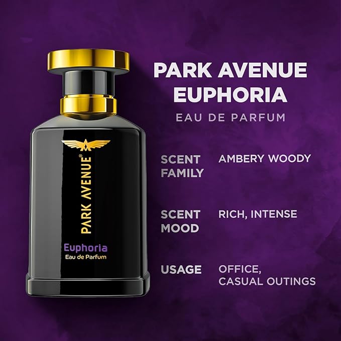 Park Avenue Euphoria, Eau De Parfum Men, 50Ml Long Lasting Liquid Perfume For Men Premium Luxury Fragrance Scent Aromatic Blend Of Amber & Musk