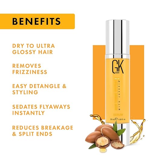 GK Hair Global Keratin Argan Oil Serum 50ml For Tangle Free Hair Helps Fight Frizzy Dry Rough Hair Provides Instant Shine & Softness