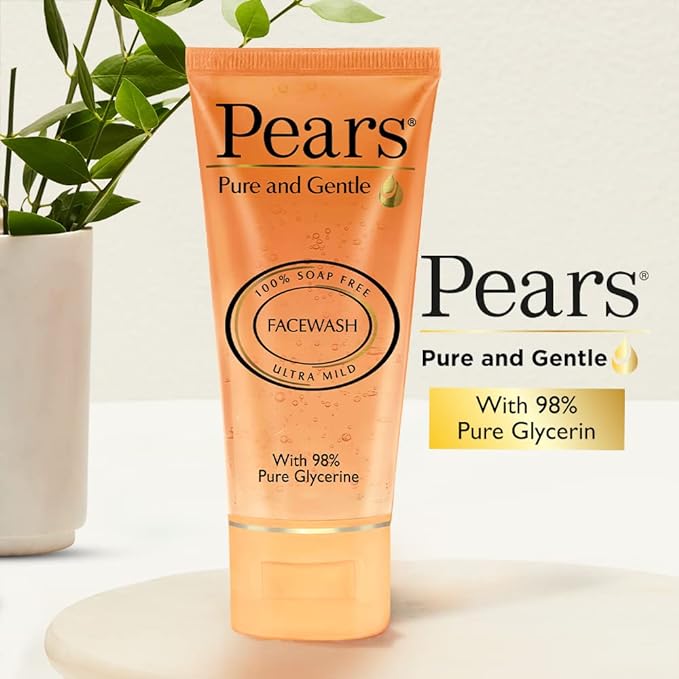 Pears Pure and Gentle Daily Cleansing Facewash, Mild Cleanser With Glycerine, Balances Ph, 100% Soap Free 150gm